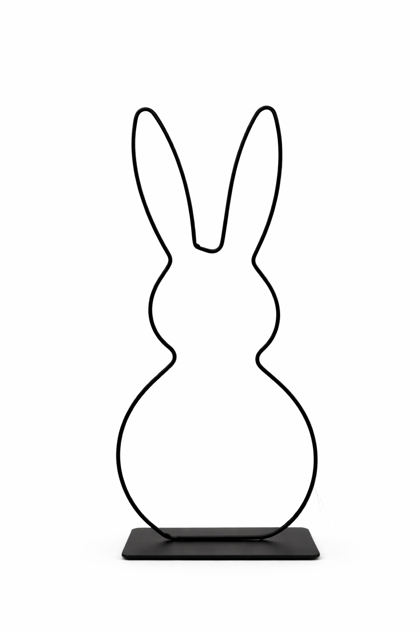 Lapin en métal noir 28 cm