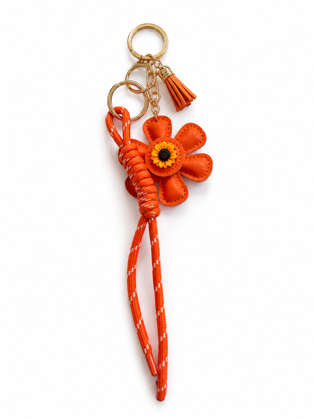 Porte-clé fleur orange