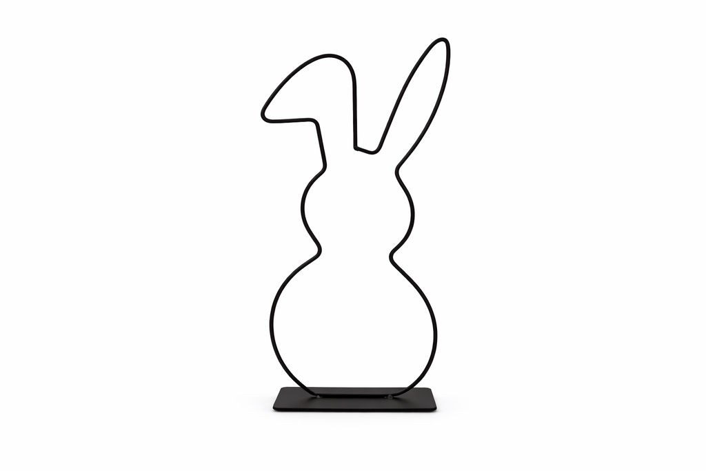Lapin en métal noir 28 cm