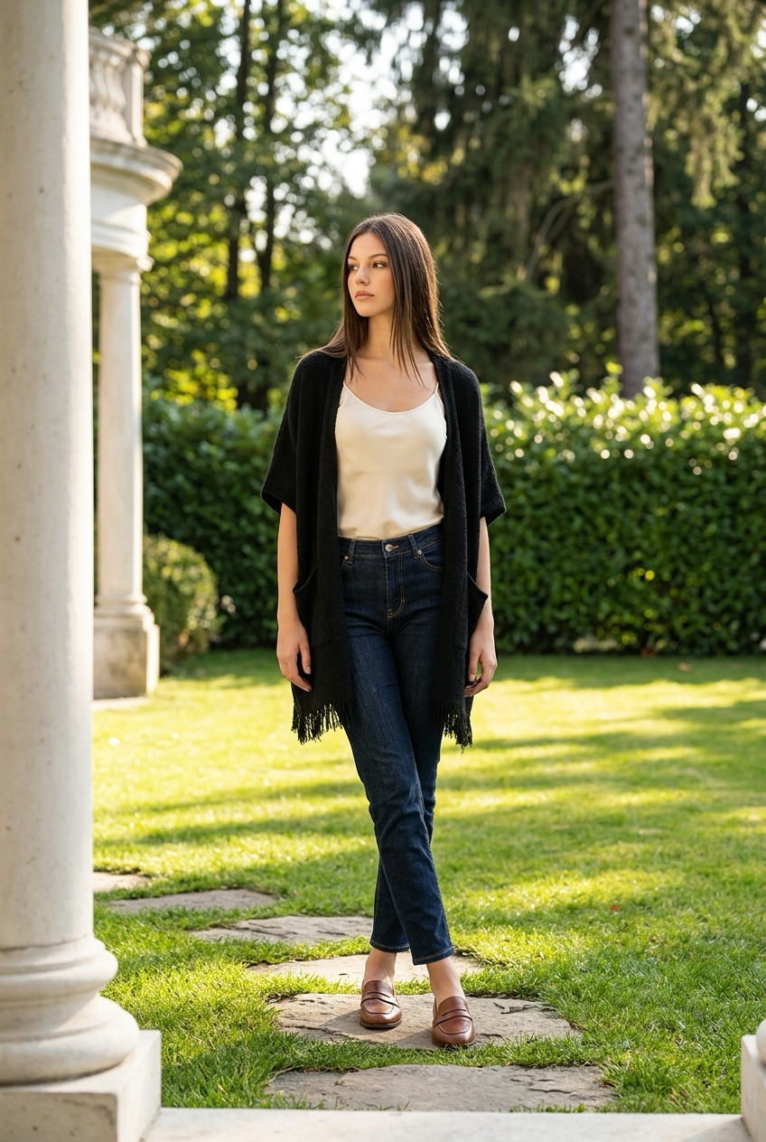 Gilet à frange noir