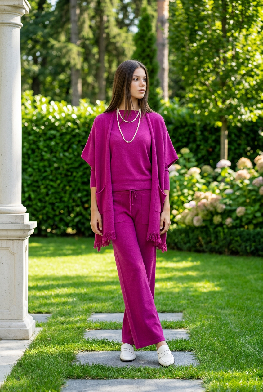 Gilet à franges fuchsia