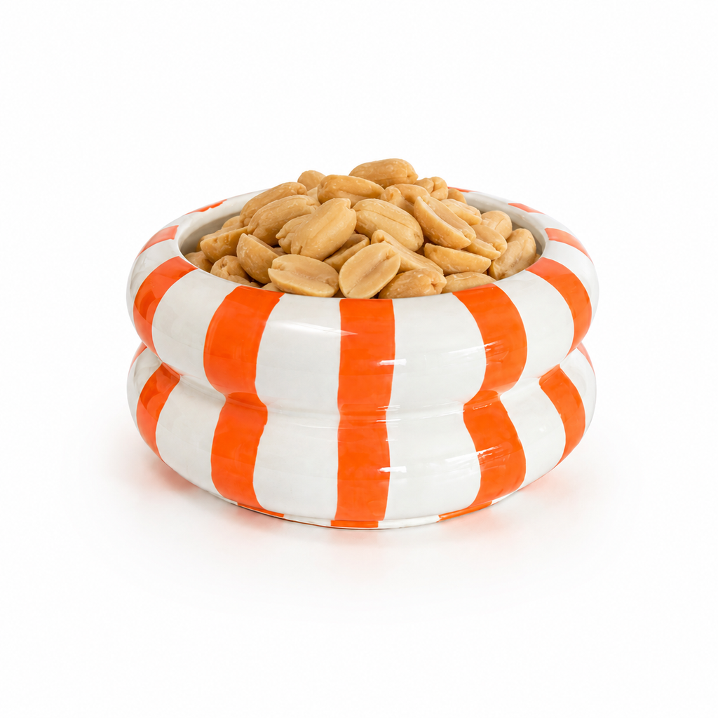 Bol de présentation en céramique rayures orange