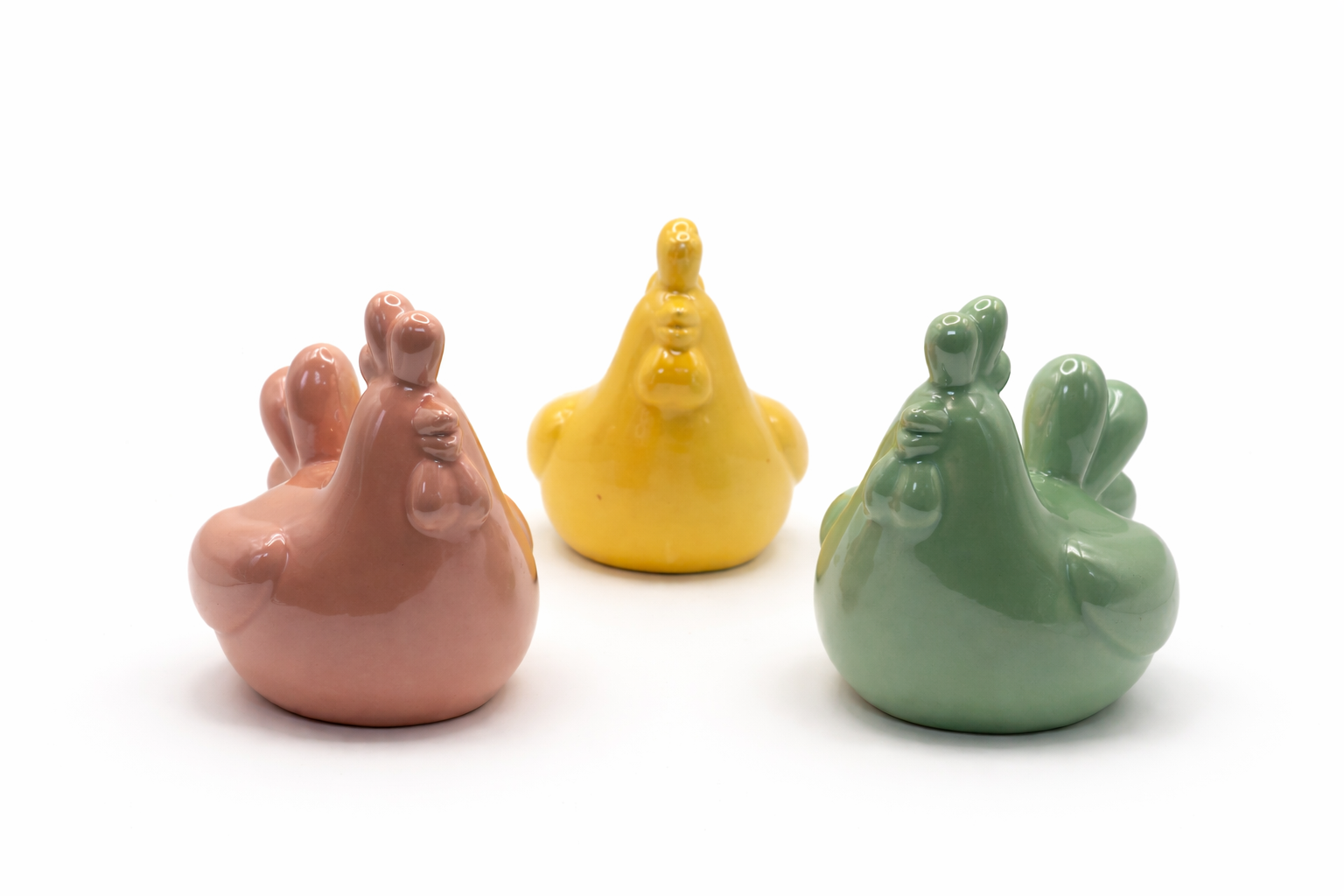 Poule brillante en porcelaine