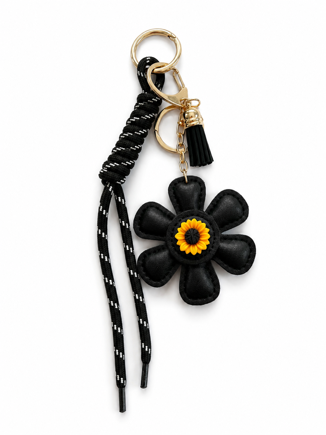 Porte-clé fleur noir