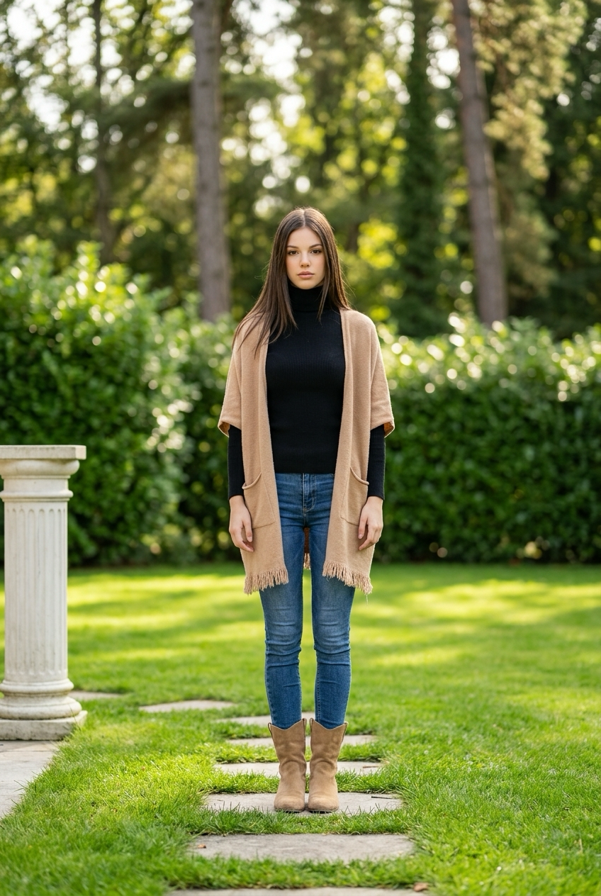 Gilet à frange beige