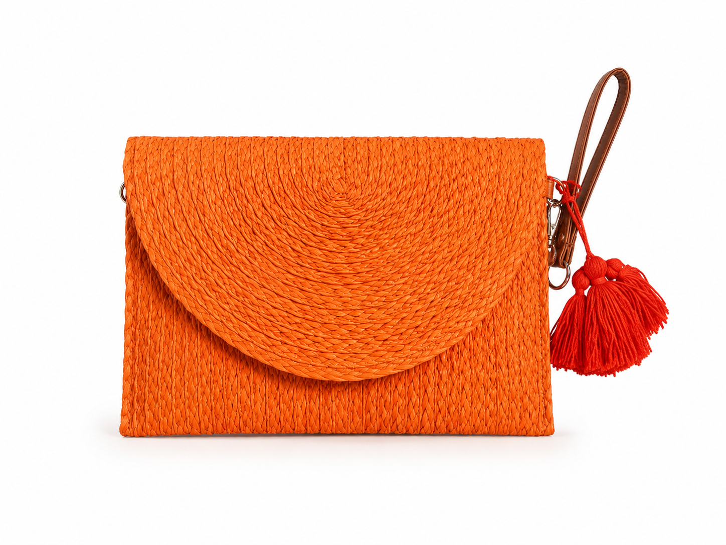 Pochette bohème tressée orange